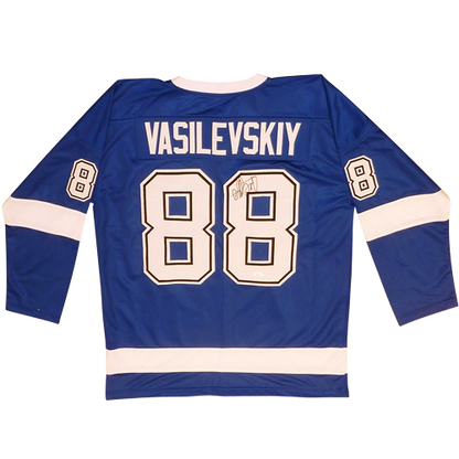 Andrei Vasilevskiy Autographed Tampa Bay Vasi (Blue #88) Custom Hockey Jersey - JSA Witness