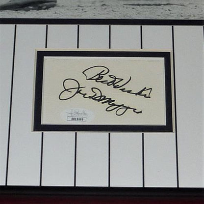 Joe DiMaggio Autographed New York Yankees Deluxe Framed 11x14 Photo with Cut Signature - JSA Letter