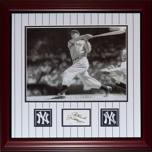 Joe DiMaggio Autographed New York Yankees Deluxe Framed 11x14 Photo with Cut Signature - JSA Letter
