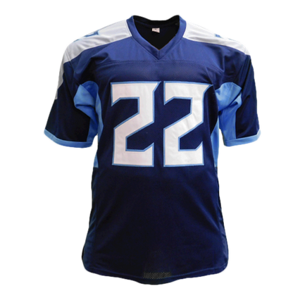 Derrick Henry Autographed Tennessee (Blue #22) Custom Jersey - JSA
