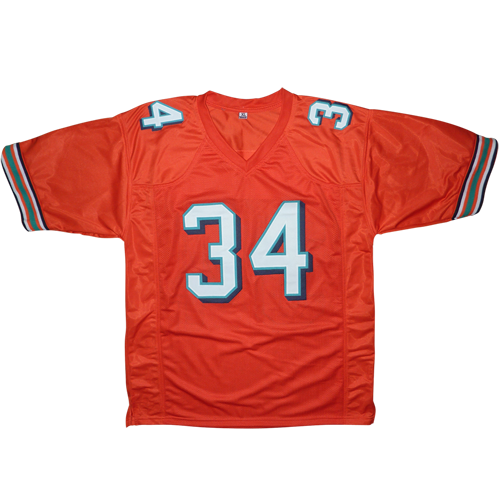 Ricky Williams Autographed Miami (Orange #34) Custom Jersey w/ Puff Puff Run - Radtke