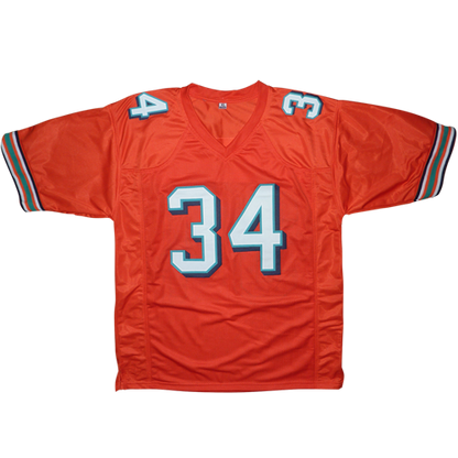 Ricky Williams Autographed Miami (Orange #34) Custom Jersey w/ Puff Puff Run - Radtke