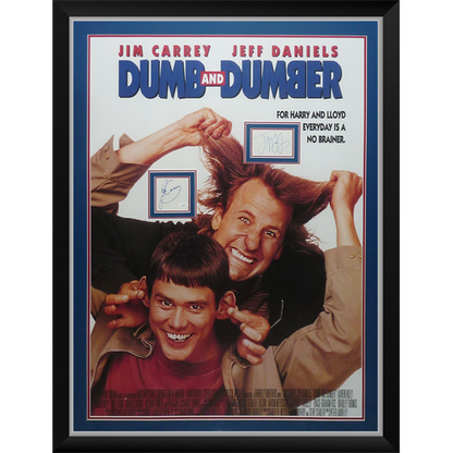 Dumb And Dumber Full-Size Movie Poster Deluxe Framed with Jim Carrey And Jeff Daniels Autographs - JSA