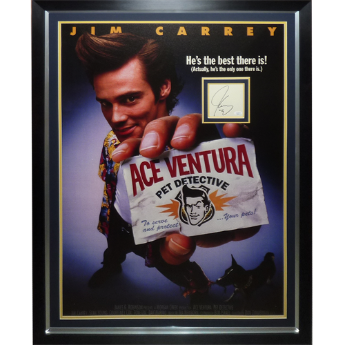 Ace Ventura Full-Size Movie Poster Deluxe Framed with Jim Carrey Autograph - JSA