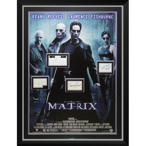 The Matrix Full-Size Movie Poster Deluxe Framed with Keanu Reeves And Cast Autographs - JSA