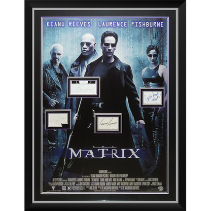 The Matrix Full-Size Movie Poster Deluxe Framed with Keanu Reeves And Cast Autographs - JSA