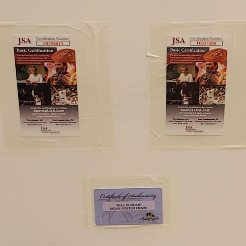 Bull Durham Full-Size Movie Poster Deluxe Framed with Kevin Costner And Susan Sarandon Autographs - JSA