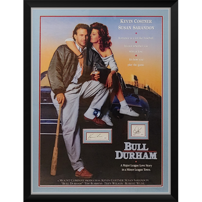 Bull Durham Full-Size Movie Poster Deluxe Framed with Kevin Costner And Susan Sarandon Autographs - JSA