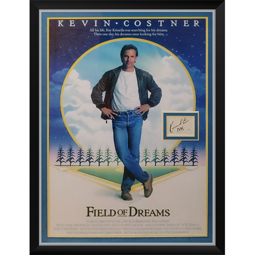 Field of Dreams Full-Size Movie Poster Deluxe Framed with Kevin Costner Autograph - JSA