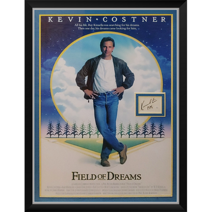 Field of Dreams Full-Size Movie Poster Deluxe Framed with Kevin Costner Autograph - JSA