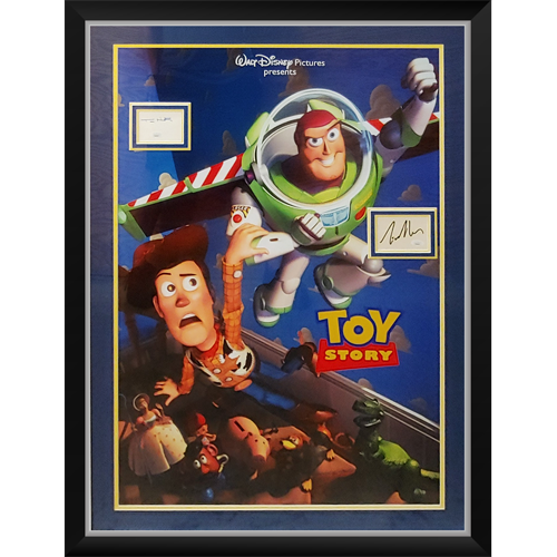 Toy Story Full-Size Movie Poster Deluxe Framed with Tom Hanks And Tim Allen Autographs - JSA