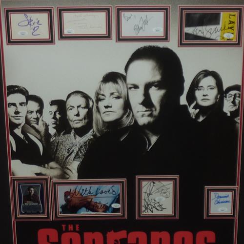 Sopranos Full-Size TV Poster Deluxe Framed with 8 Cast Autographs - JSA