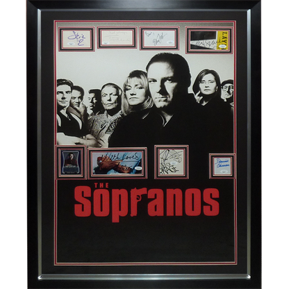 Sopranos Full-Size TV Poster Deluxe Framed with 8 Cast Autographs - JSA