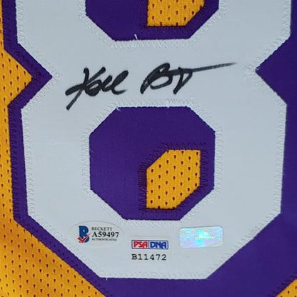 Kobe Bryant Autographed Los Angeles (Yellow #8) Custom Jersey - PSADNA, Beckett Letter