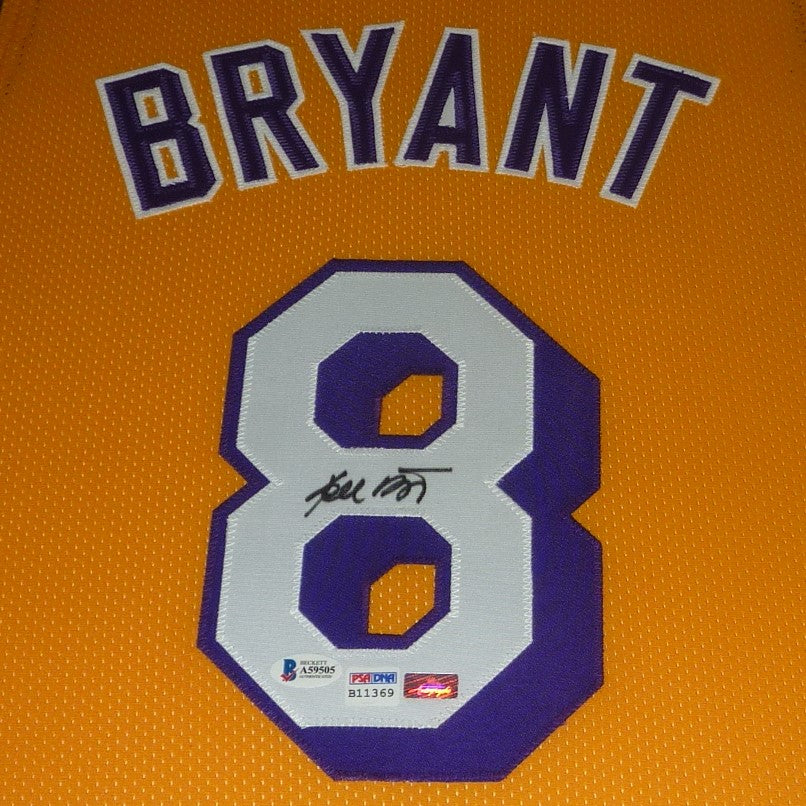 Kobe Bryant Signed 34.5x42.5 Custom Framed Jersey (PSA LOA)