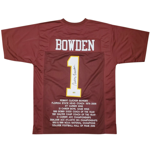 Bobby Bowden Autographed Florida State FSU (Garnet #1) Custom Stat Jersey