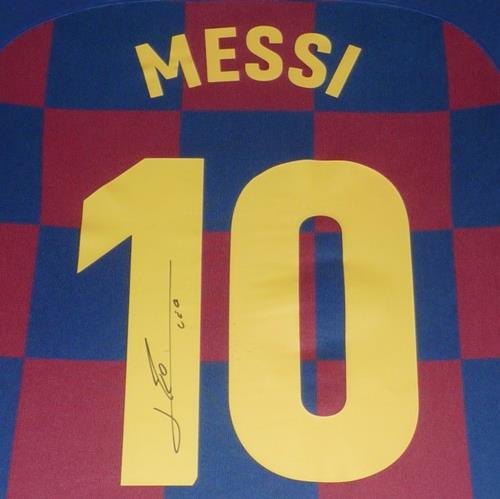 Lionel Messi Autographed FC Barcelona (19-20 Home #10) Deluxe Framed Soccer Jersey - Icons COA