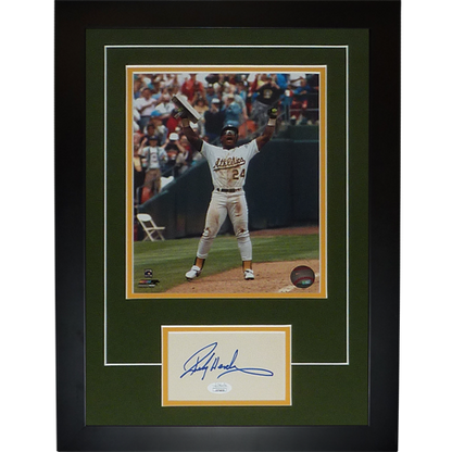 Rickey Henderson Autographed Oakland A's (Stolen Base Record) Signature Series Frame - JSA