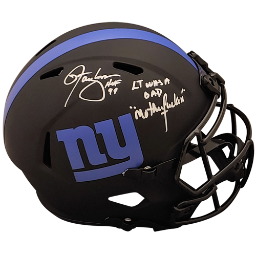 Lawrence Taylor Autographed New York Giants (ECLIPSE Alternate) Deluxe Full-Size Replica Helmet w/ LT was a Bad M* F* Inscription - Beckett Witness
