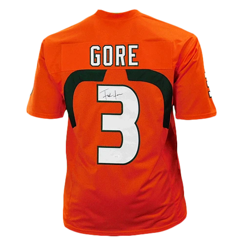 Frank Gore Autographed Miami Hurricanes (Orange #3) Custom Jersey - JSA