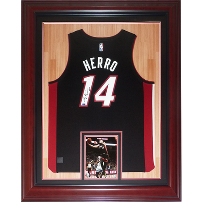 Tyler Herro Autographed Miami Heat (Black #14) Deluxe Framed NBA Jersey - JSA