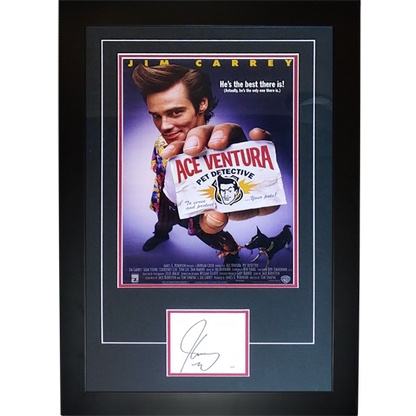 Ace Ventura 11x17 Movie Poster Deluxe Framed with Jim Carrey Autograph - JSA