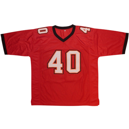 Mike Alstott Autographed Tampa Bay (Red #40) Custom Jersey w/ SB XXXVII Champs - Beckett
