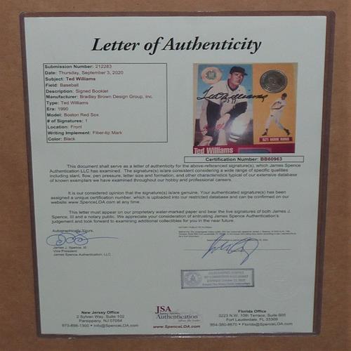 Ted Williams Autographed Boston Red Sox Legends of Baseball Silver Coin Cachet Deluxe Framed with Collage 11x14 Photo - JSA