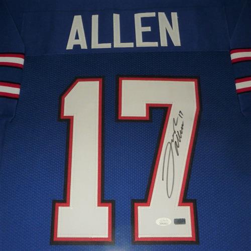 Josh Allen Autographed Buffalo Bills (Blue #17) Deluxe Framed Jersey - Beckett