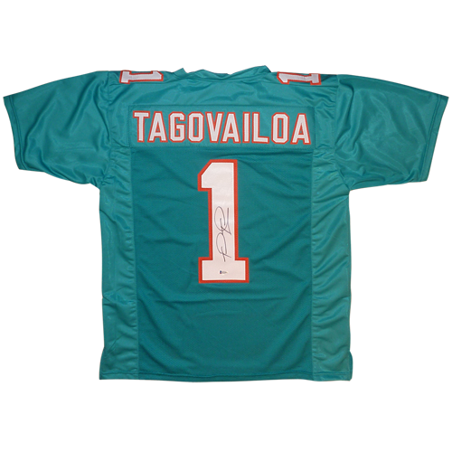 Tua Tagovailoa Autographed Miami (Teal #1) Custom Jersey - Beckett