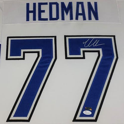 Victor Hedman Autographed Tampa Bay Lightning (White #77) Deluxe Framed Jersey - JSA