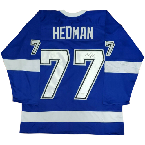 Victor Hedman Autographed Tampa Bay (Blue #77) Custom Jersey - JSA