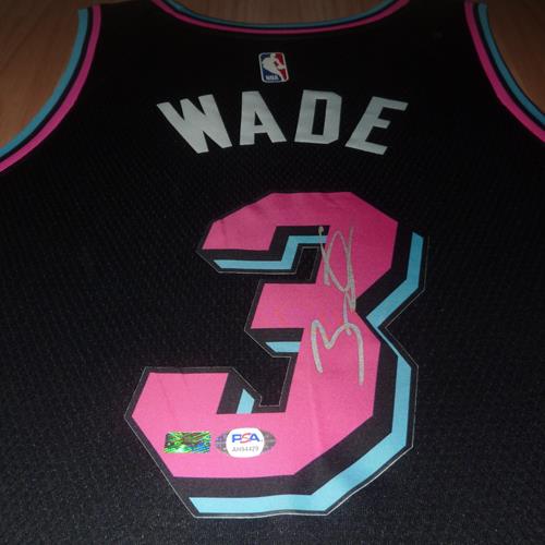 Dwyane Wade Autographed Miami Heat (Black Vice #3) Deluxe Framed Jersey - PSA