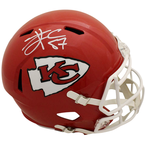 Travis Kelce Autographed Kansas City Chiefs (Speed) Deluxe Full-Size Replica Helmet - Beckett