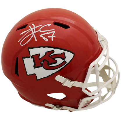 Travis Kelce Autographed Kansas City Chiefs (Speed) Deluxe Full-Size Replica Helmet - Beckett