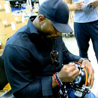 Ray Lewis Autographed Miami Hurricanes (Black Nights Alternate) Deluxe Full-Size Replica Helmet - Beckett