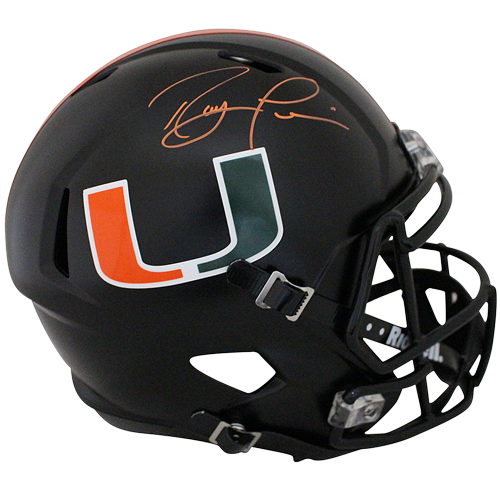 Ray Lewis Autographed Miami Hurricanes (Black Nights Alternate) Deluxe Full-Size Replica Helmet - Beckett