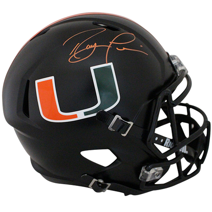 Ray Lewis Autographed Miami Hurricanes (Black Nights Alternate) Deluxe Full-Size Replica Helmet - Beckett