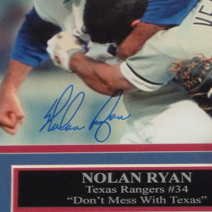 Nolan Ryan Autographed Texas Rangers (Punching Ventura) Framed 8x10 Photo