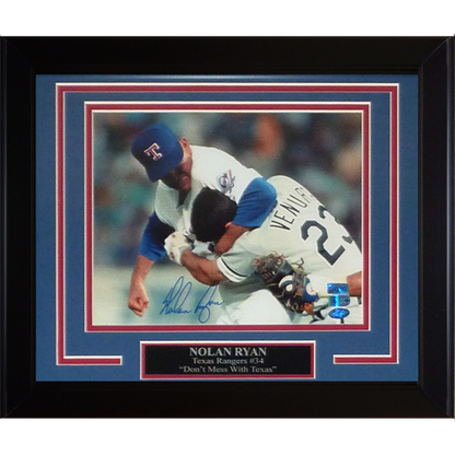 Nolan Ryan Autographed Texas Rangers (Punching Ventura) Framed 8x10 Photo