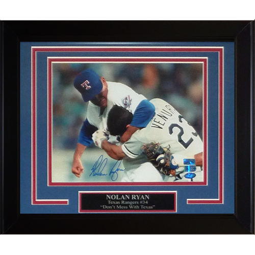 Nolan Ryan Autographed Texas Rangers (Punching Ventura) Framed 8x10 Photo