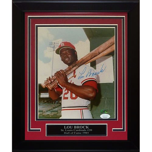 Lou Brock Autographed St. Louis Cardinals Framed 8x10 Photo - JSA