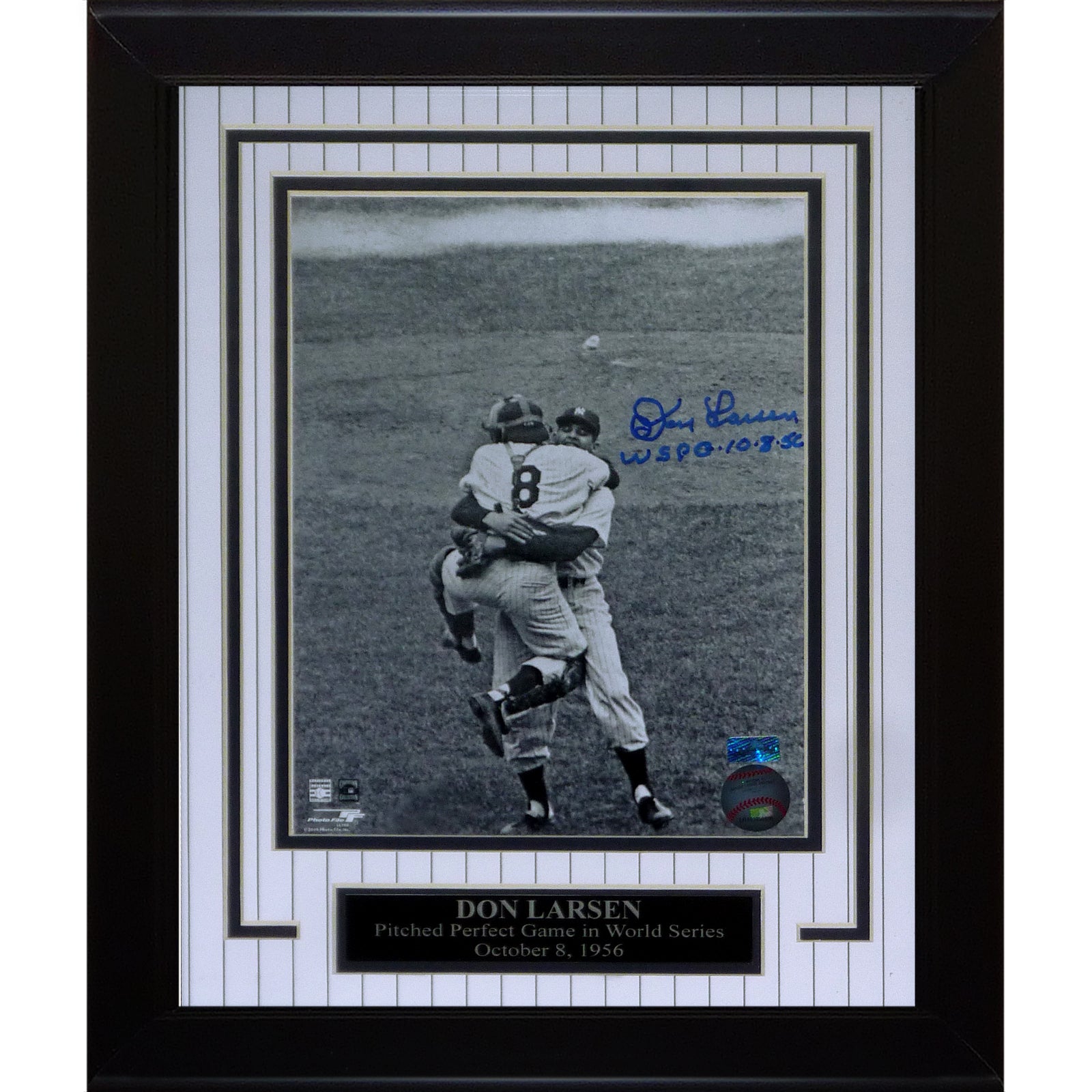Don Larsen Autographed New York Yankees (Perfect Game with Berra) Framed 8x10 Photo