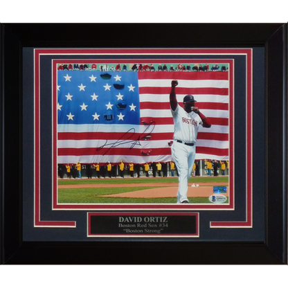 David Ortiz Autographed Boston Red Sox (Boston Strong Speech) Framed 8x10 Photo - Beckett