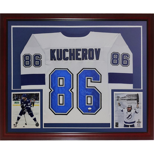 Nikita Kucherov Autographed Tampa Bay (White #86) Deluxe Framed Jersey - JSA