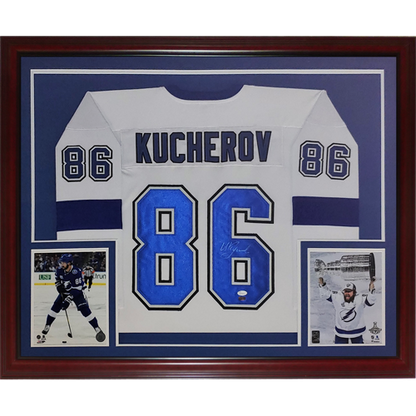 Nikita Kucherov Autographed Tampa Bay (White #86) Deluxe Framed Jersey - JSA