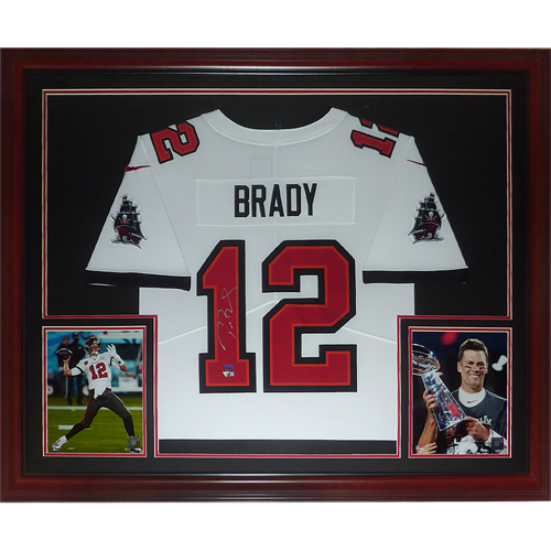 Tom Brady Autographed Tampa Bay Buccaneers (White #12) Deluxe Framed Jersey - Fanatics