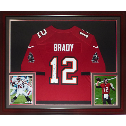 Tom Brady Autographed Tampa Bay Buccaneers (Red #12) Deluxe Framed Jersey - Fanatics