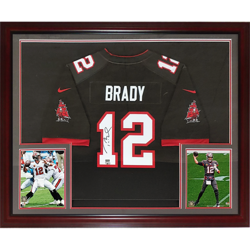 Tom Brady Autographed Tampa Bay Buccaneers (Pewter #12) Deluxe Framed Jersey - Fanatics
