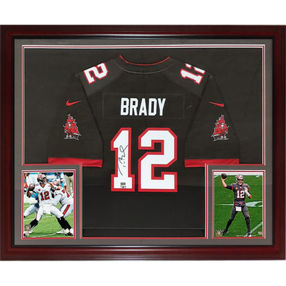Tom Brady Autographed Tampa Bay Buccaneers (Pewter #12) Deluxe Framed Jersey - Fanatics
